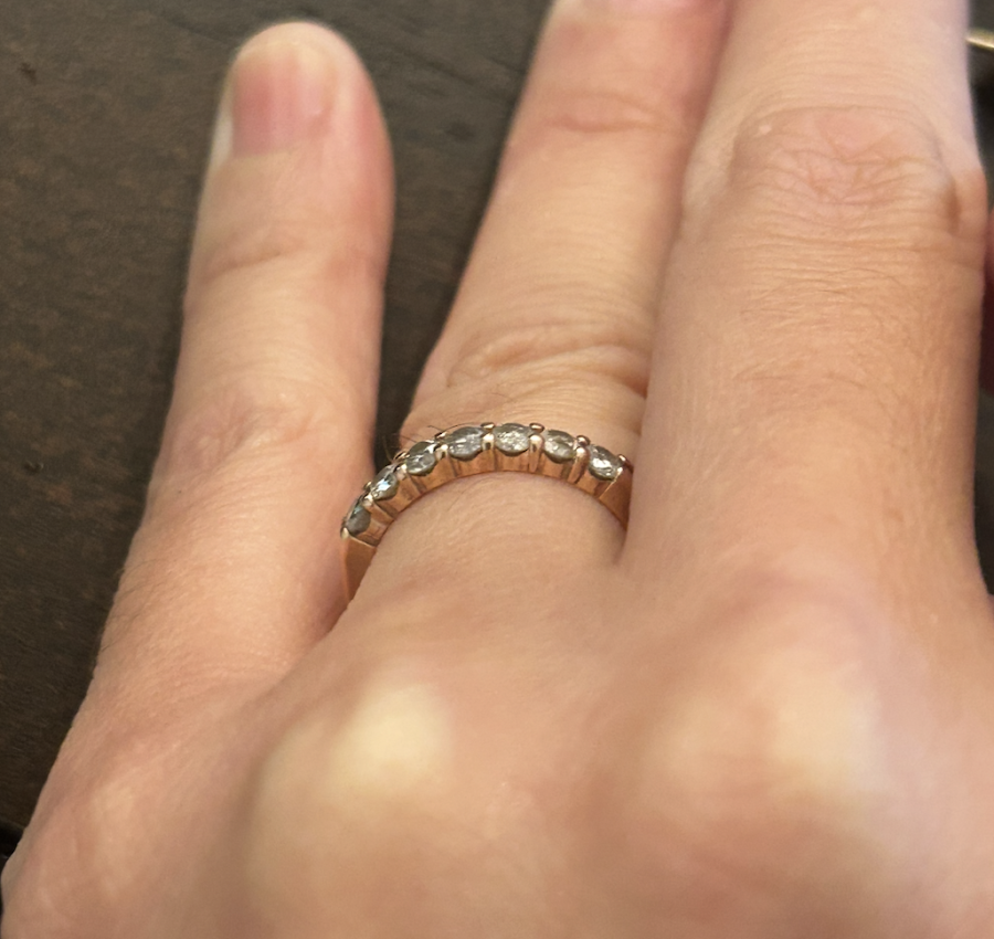 Natural diamond band, .52 ctw in 14k RG size 5.25
